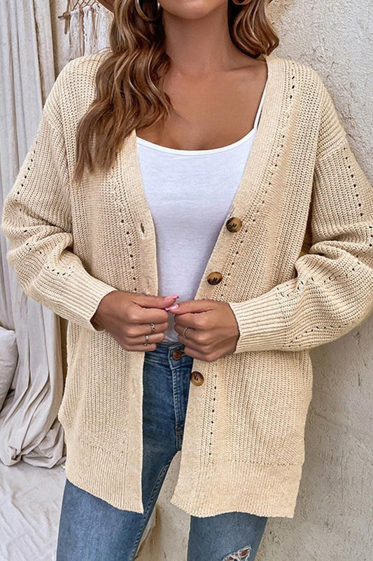 WOMENS KNIT BUTTON DOWN CARDIGAN - Doublju