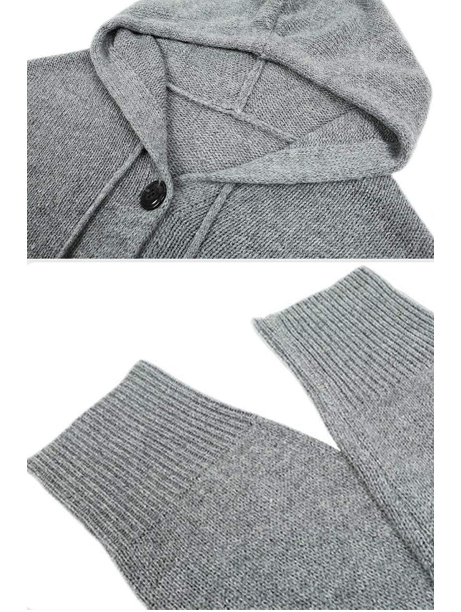 WOMENS KNITTED HODDY STYLE BUTTON DOWN CARDIGAN - Doublju