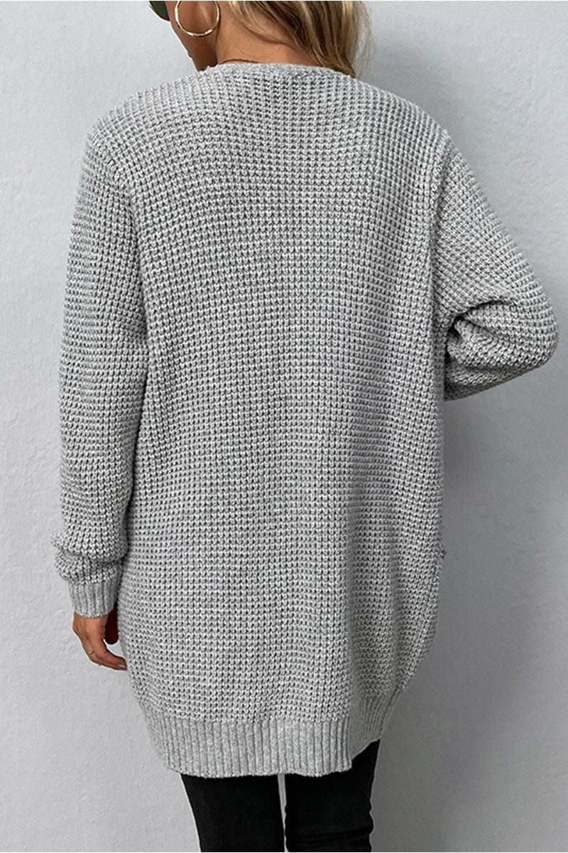 WOMENS KNITTED OPEN FRONT CARDIGAN - Doublju