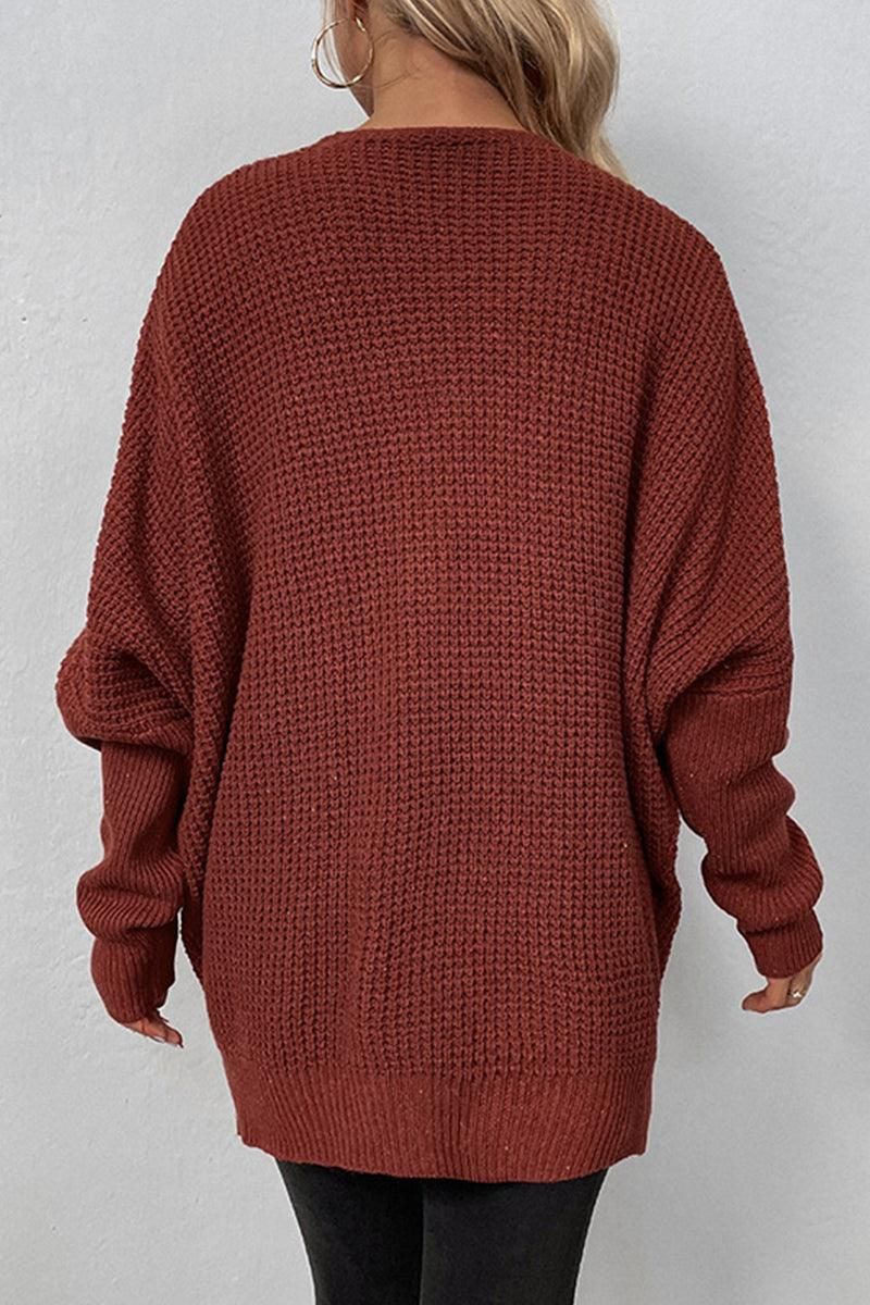 KNITTED ONE BUTTON CARDIGAN - Doublju