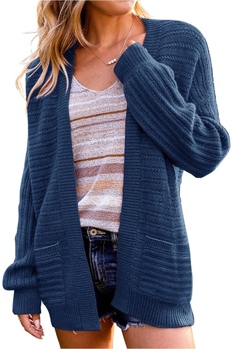 WOMENS KNITTED OPEN FRONT CARDIGAN - Doublju