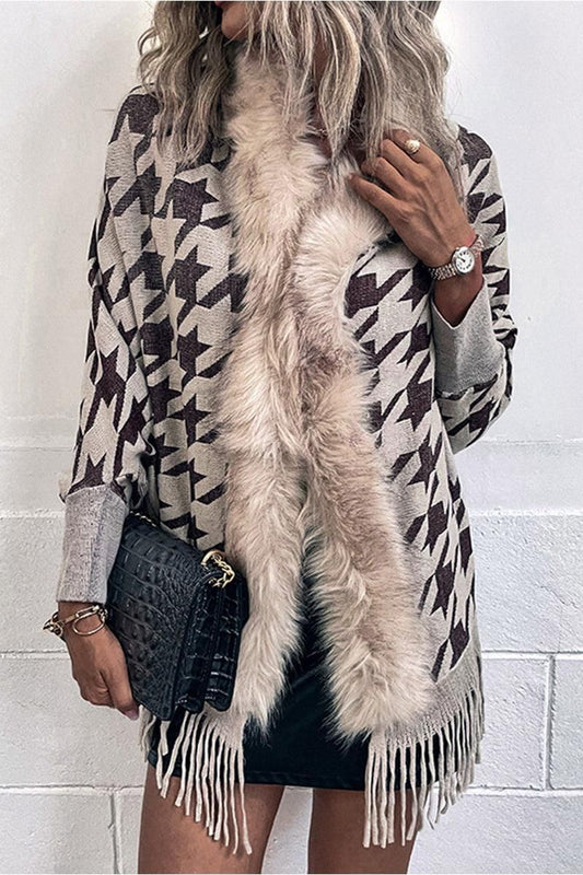 WOMENS OPEN FRONT FUR SHAWL JACKET - Doublju