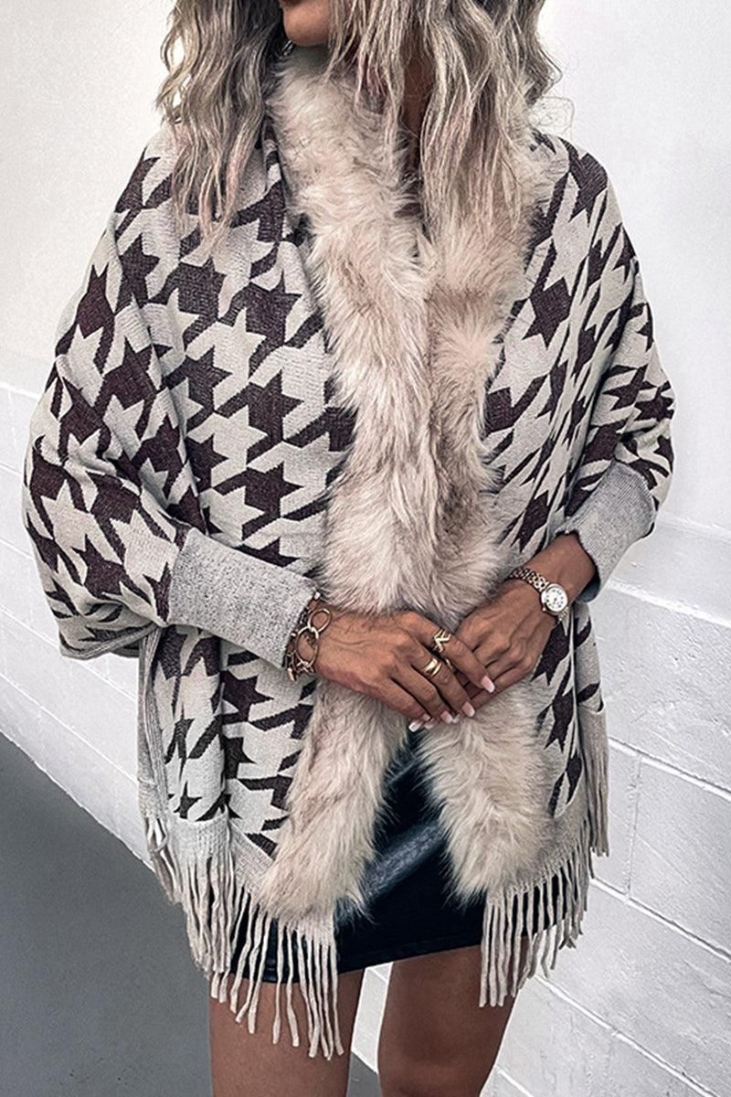 WOMENS OPEN FRONT FUR SHAWL JACKET - Doublju