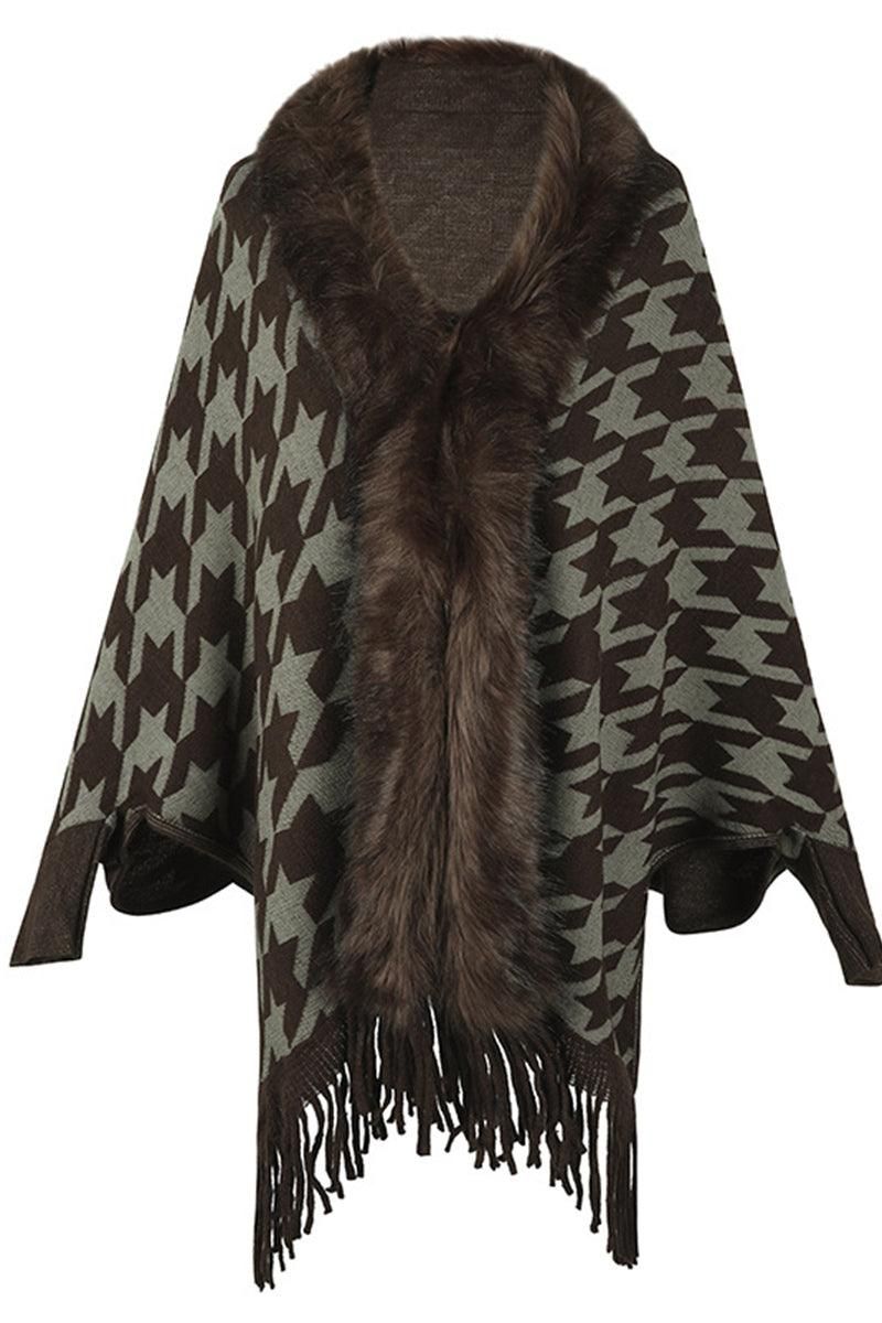WOMENS OPEN FRONT FUR SHAWL JACKET - Doublju
