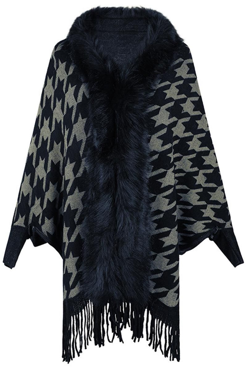 WOMENS OPEN FRONT FUR SHAWL JACKET - Doublju