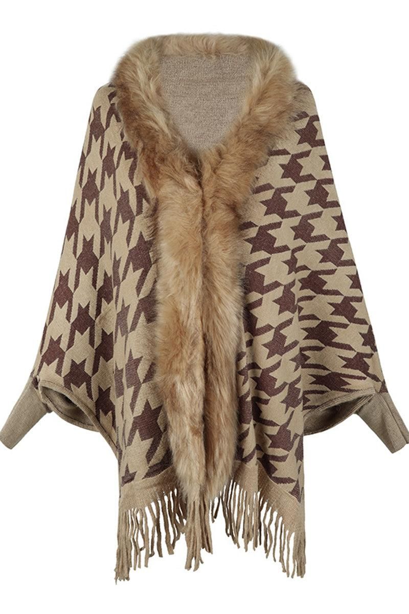 WOMENS OPEN FRONT FUR SHAWL JACKET - Doublju