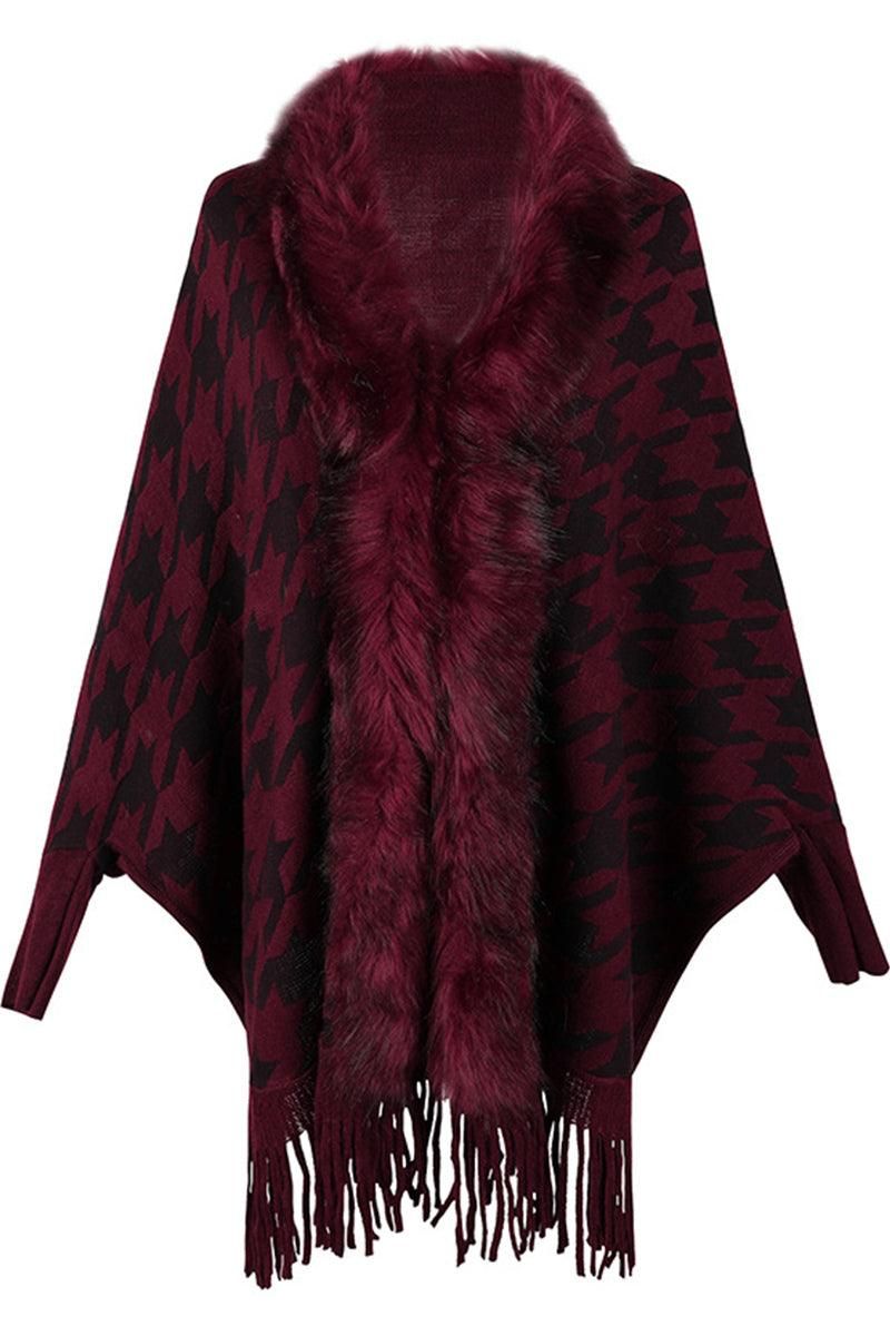 WOMENS OPEN FRONT FUR SHAWL JACKET - Doublju