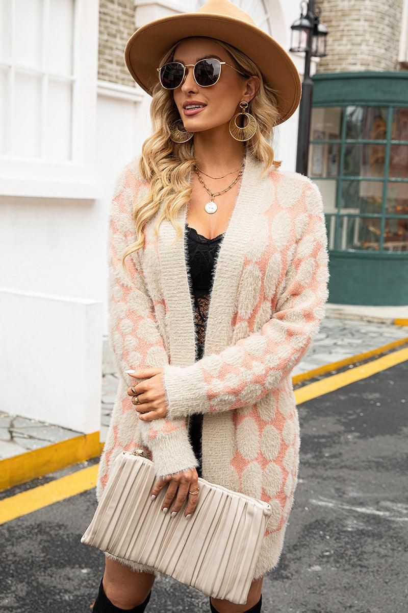 WOMENS PATTERNED OPEN FRONT CARDIGAN - Doublju