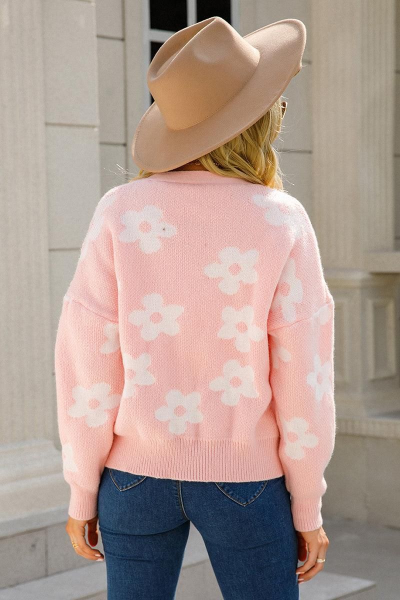 WOMENS FLOWER PATTERN CARDIGAN - Doublju