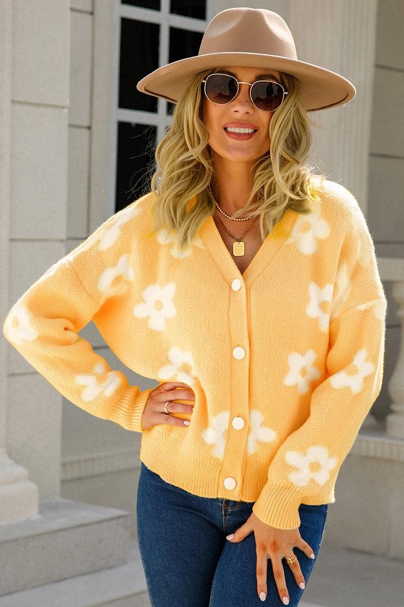 WOMENS FLOWER PATTERN CARDIGAN - Doublju