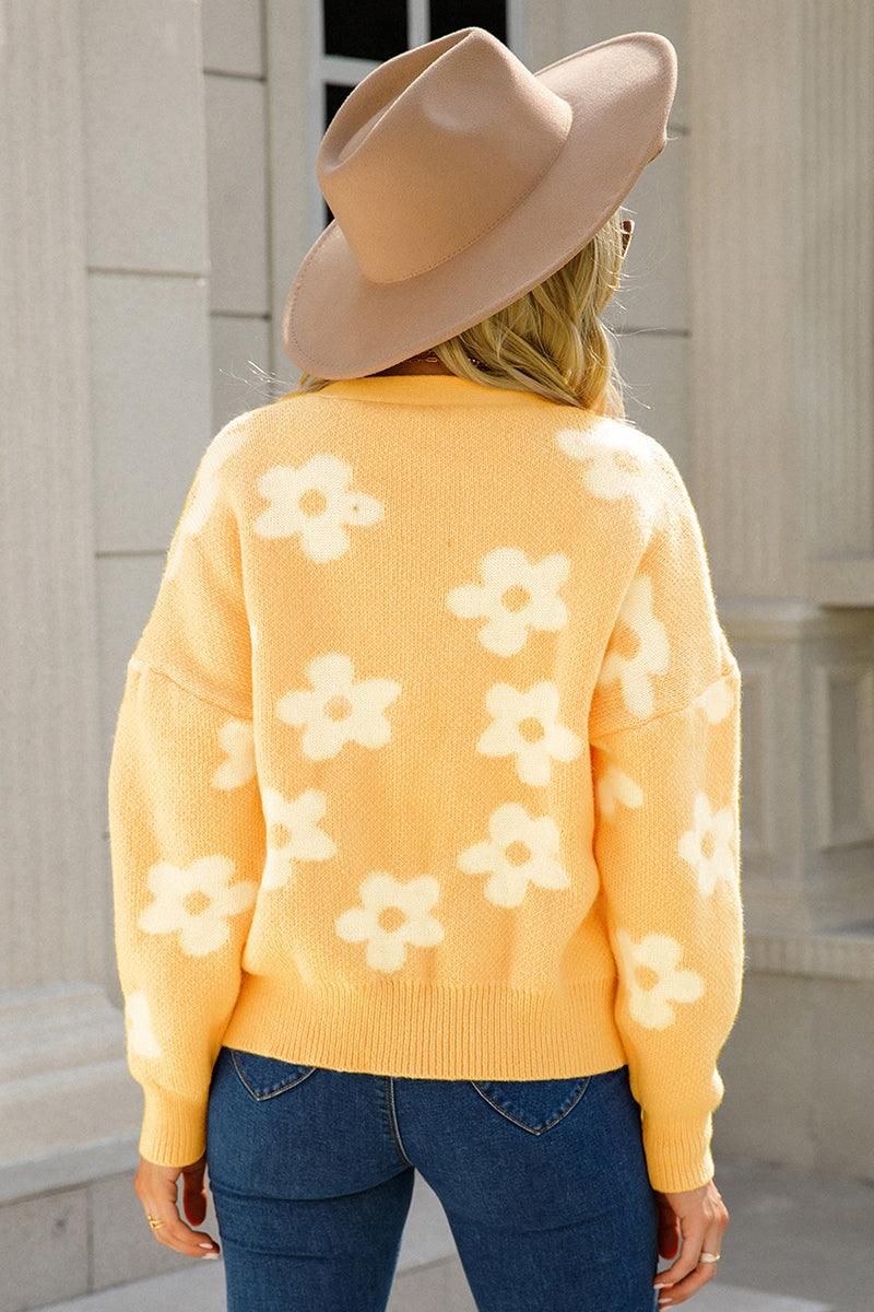 WOMENS FLOWER PATTERN CARDIGAN - Doublju