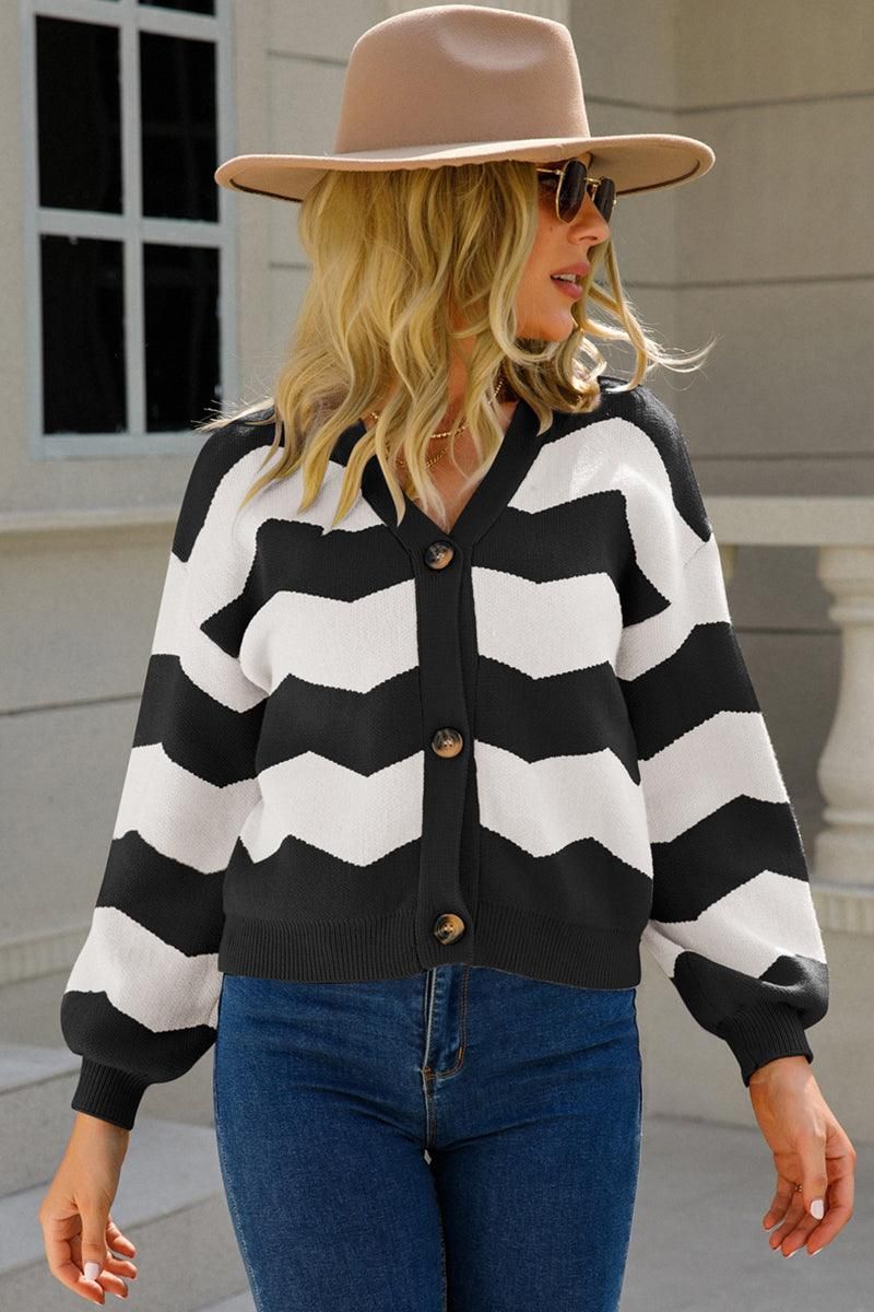 WOMENS BUTTON DOWN KNITTED CARDIGAN - Doublju