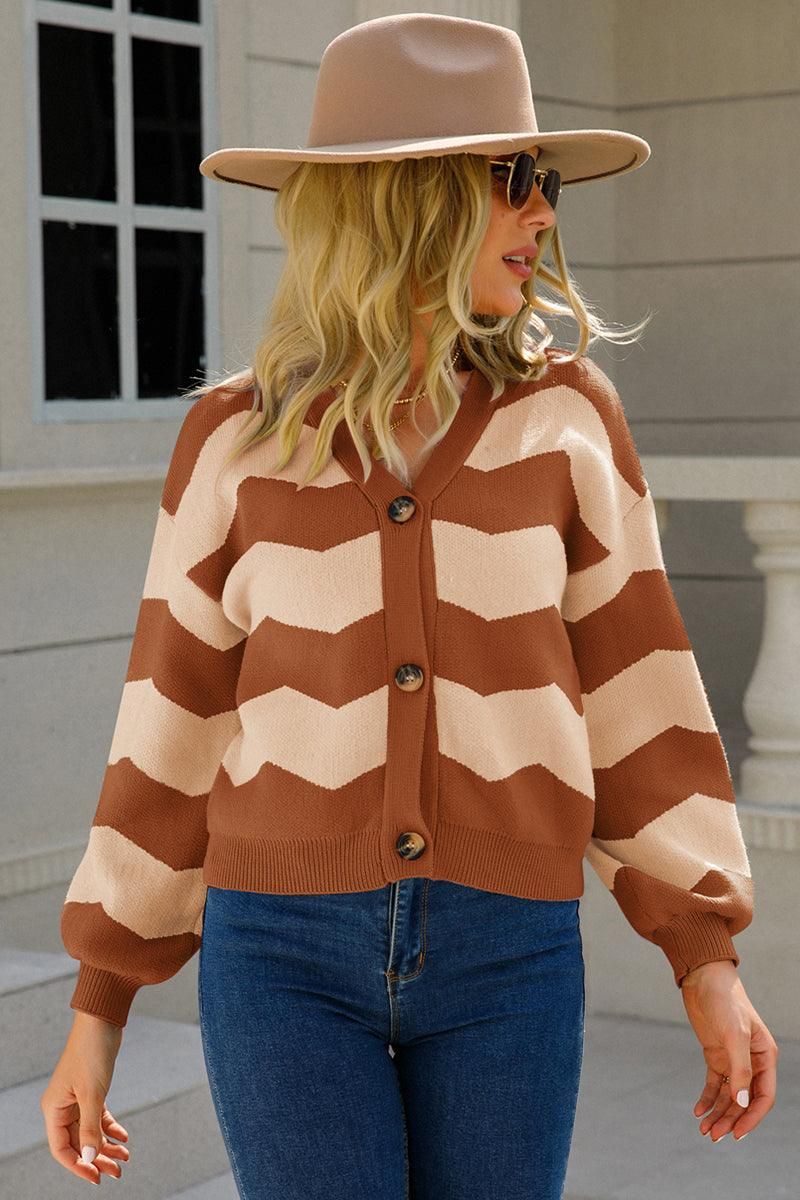 WOMENS BUTTON DOWN KNITTED CARDIGAN - Doublju