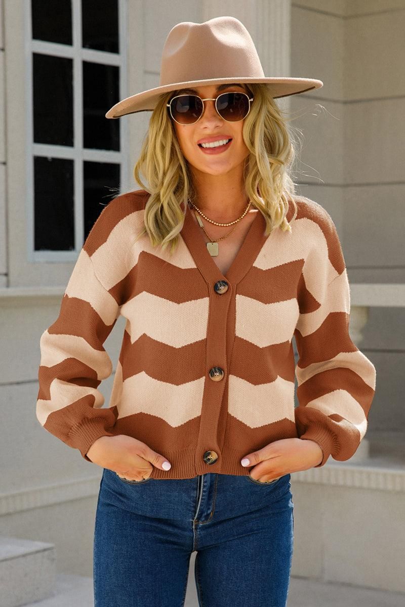 WOMENS BUTTON DOWN KNITTED CARDIGAN - Doublju