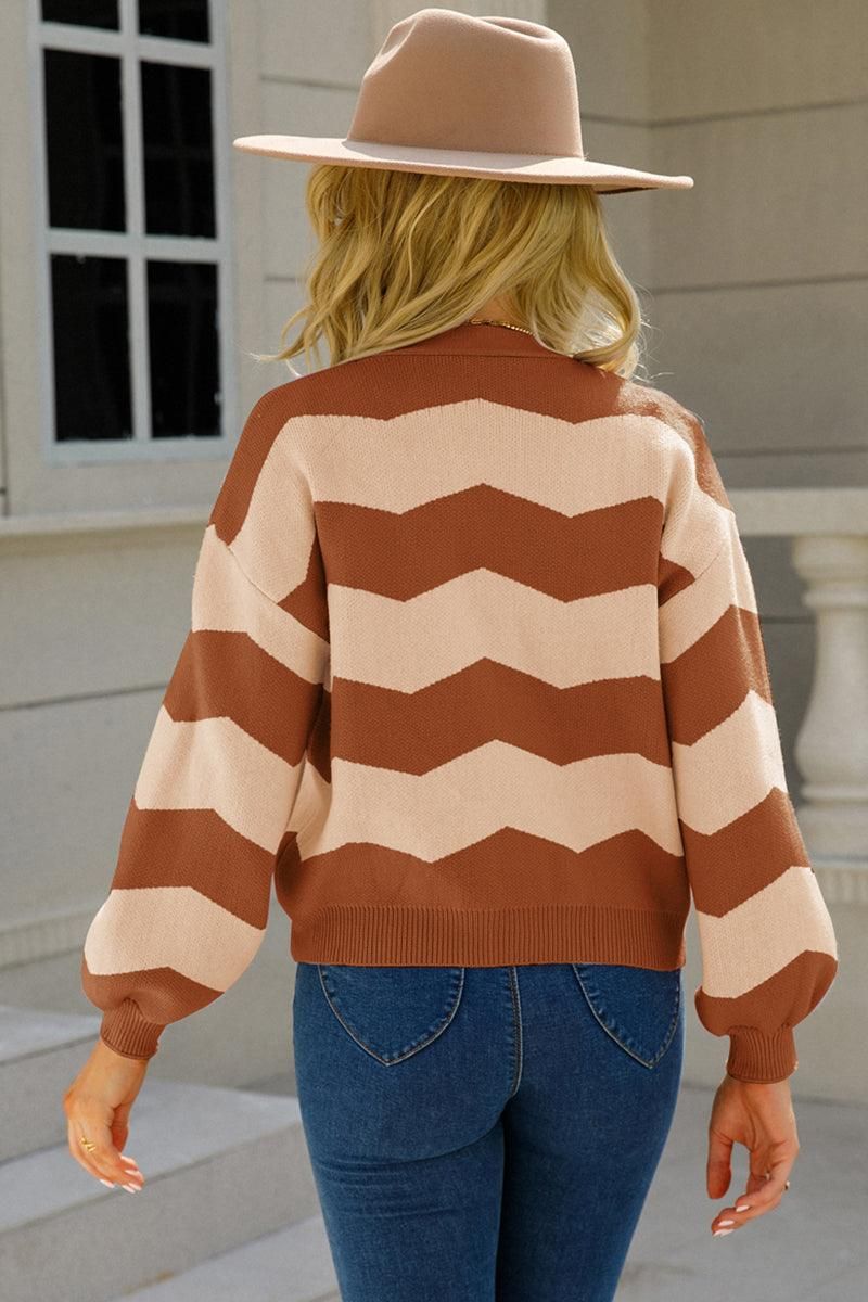 WOMENS BUTTON DOWN KNITTED CARDIGAN - Doublju