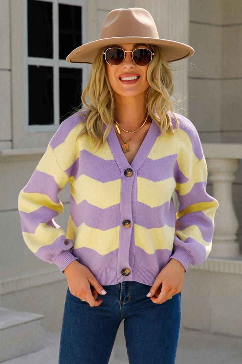 WOMENS BUTTON DOWN KNITTED CARDIGAN - Doublju