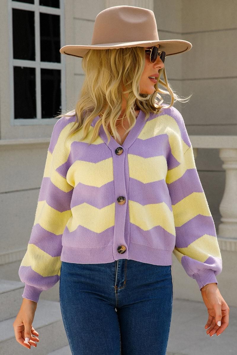 WOMENS BUTTON DOWN KNITTED CARDIGAN - Doublju