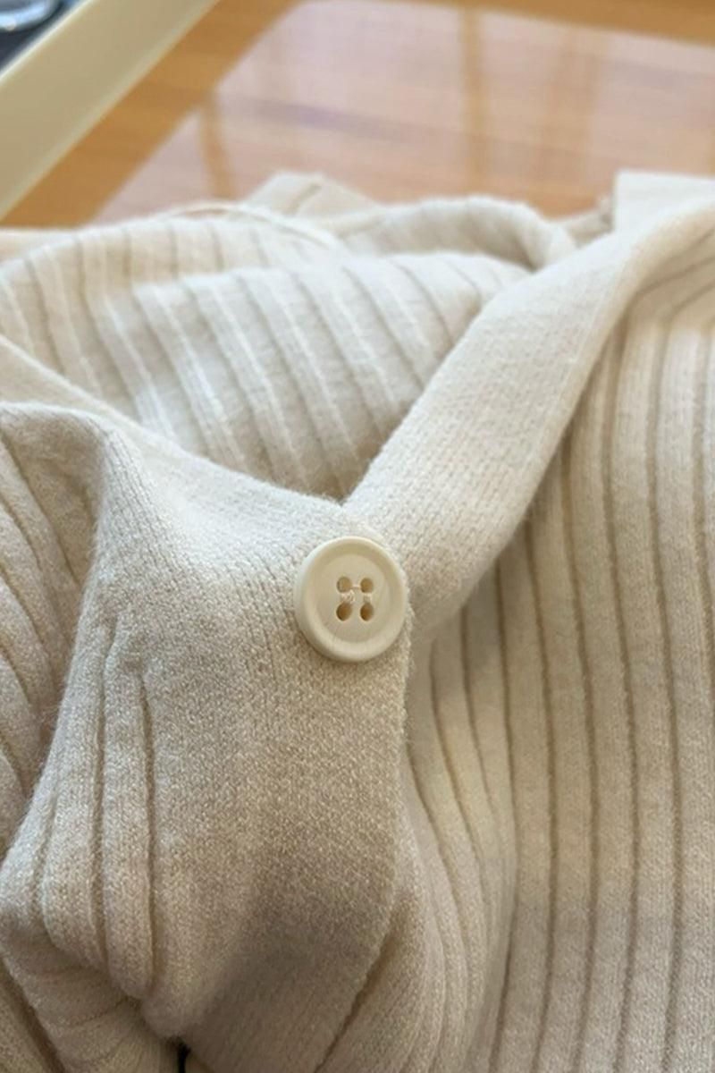 BUTTON DOWN CORDUROY LONG SLEEVE CARDIGAN - Doublju