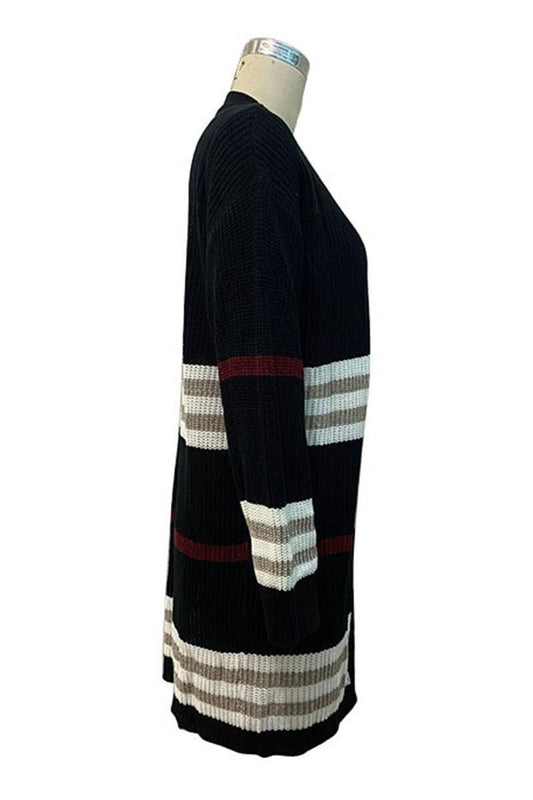LONG SLEEVE COLORING LONG SWEATER CARDIGAN - Doublju