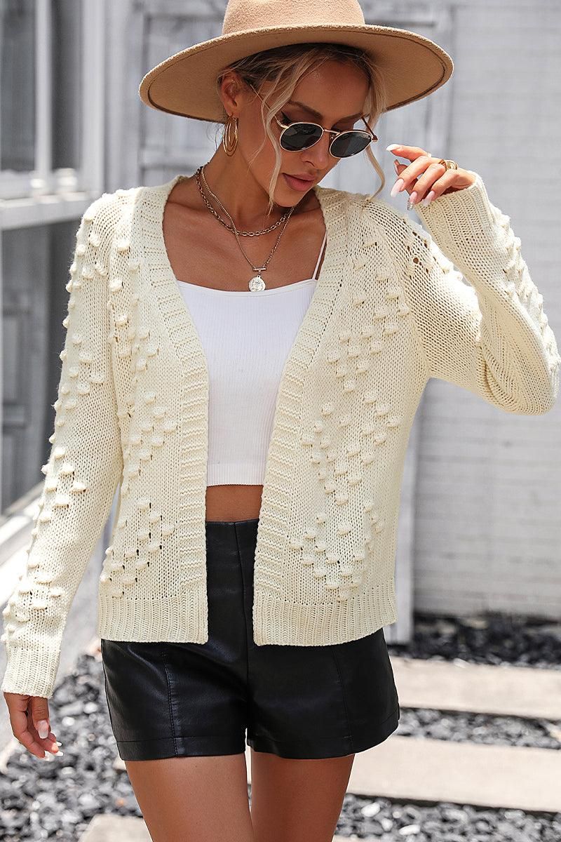 WOMEN OPEN FRONT SHORT CARDIGAN - Doublju