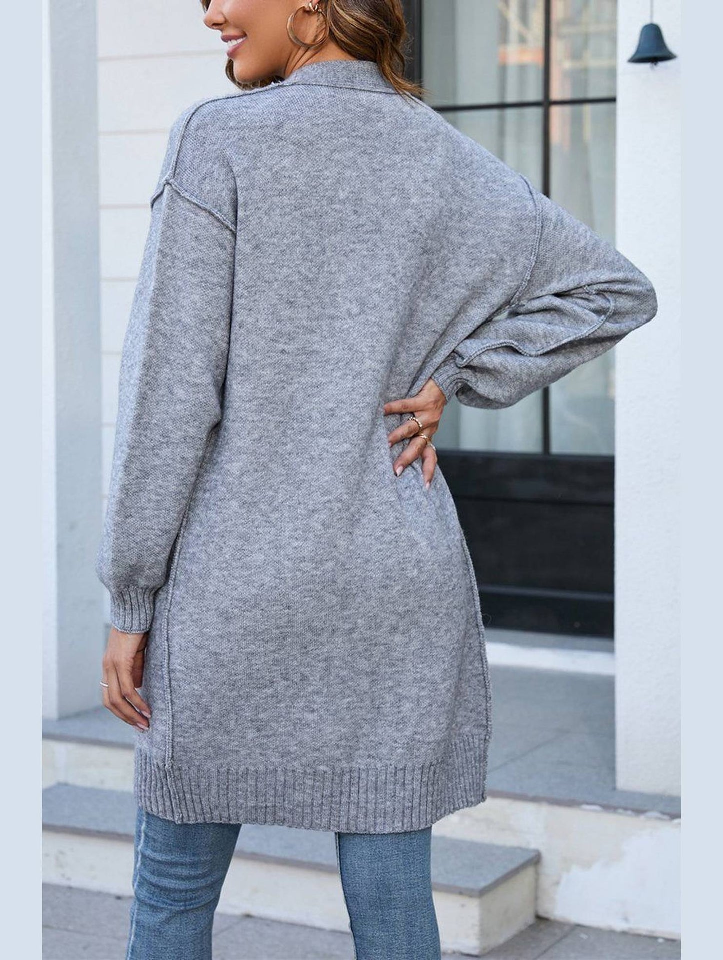 Women??¢s Ribbed Open Front Cardigan with Pockets | Casual Knitwear