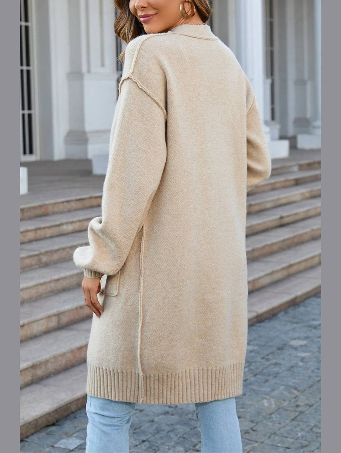 Women??¢s Ribbed Open Front Cardigan with Pockets | Casual Knitwear