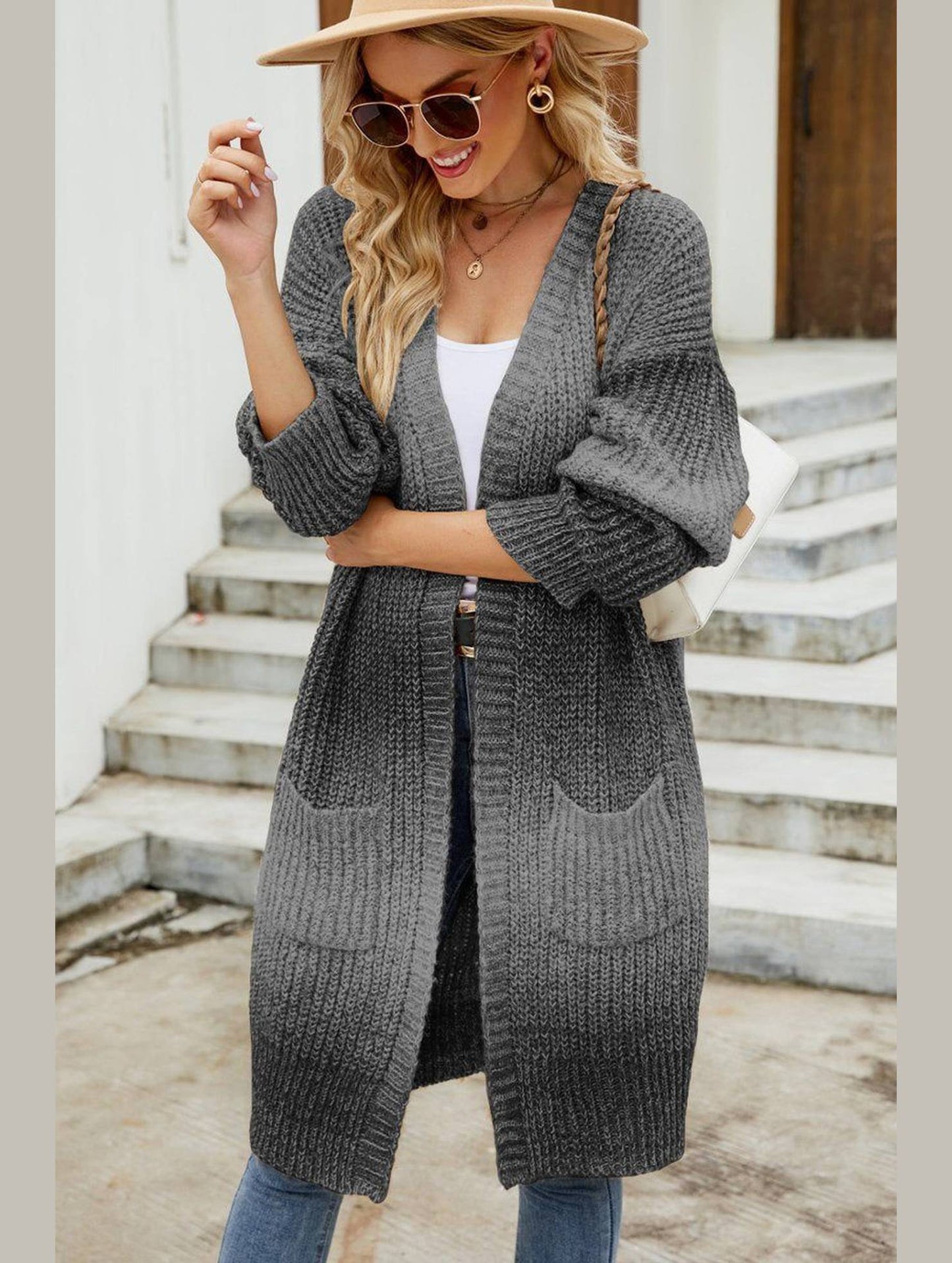 WOMEN 2023 GRADIENT OPEN FRONT NEW CARDIGAN