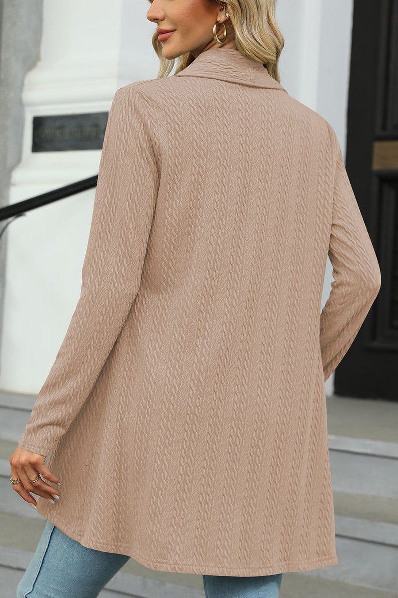 WOMEN TWIST CABLE KNIT OPEN FRONT FALL CARDIGAN