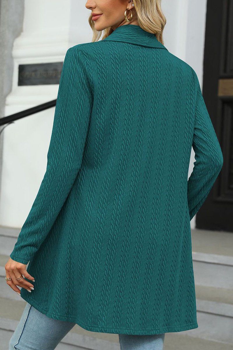 WOMEN TWIST CABLE KNIT OPEN FRONT FALL CARDIGAN