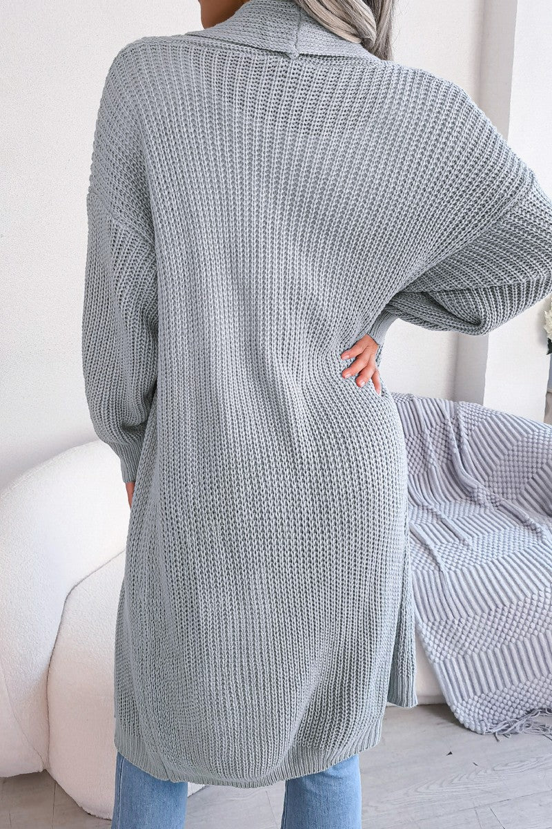 WOMEN FISHERMAN CABLE KNIT LONG LENGTH CARDIGAN