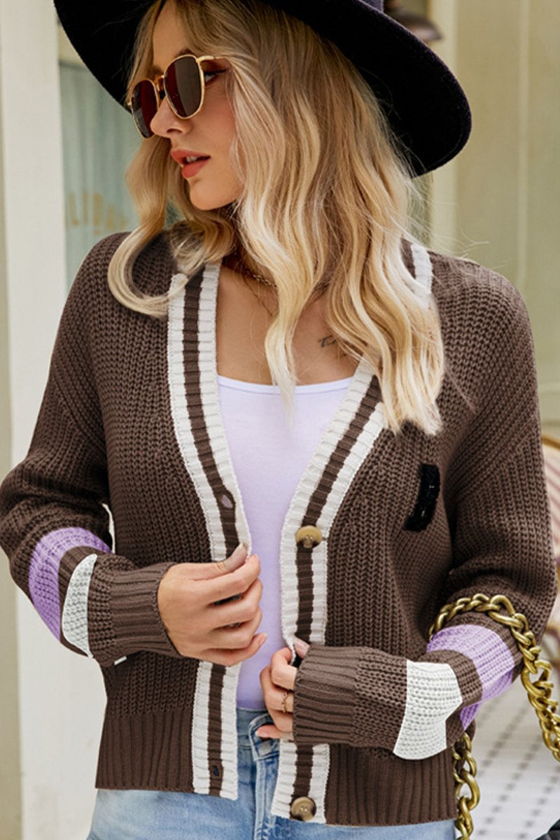 WOMEN ALPHABET LOGO SHORT LENGTH KNIT CARDIGAN