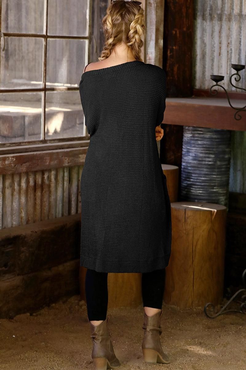 WAFFLE KNIT CARDIGAN WITH POCKETS - Doublju