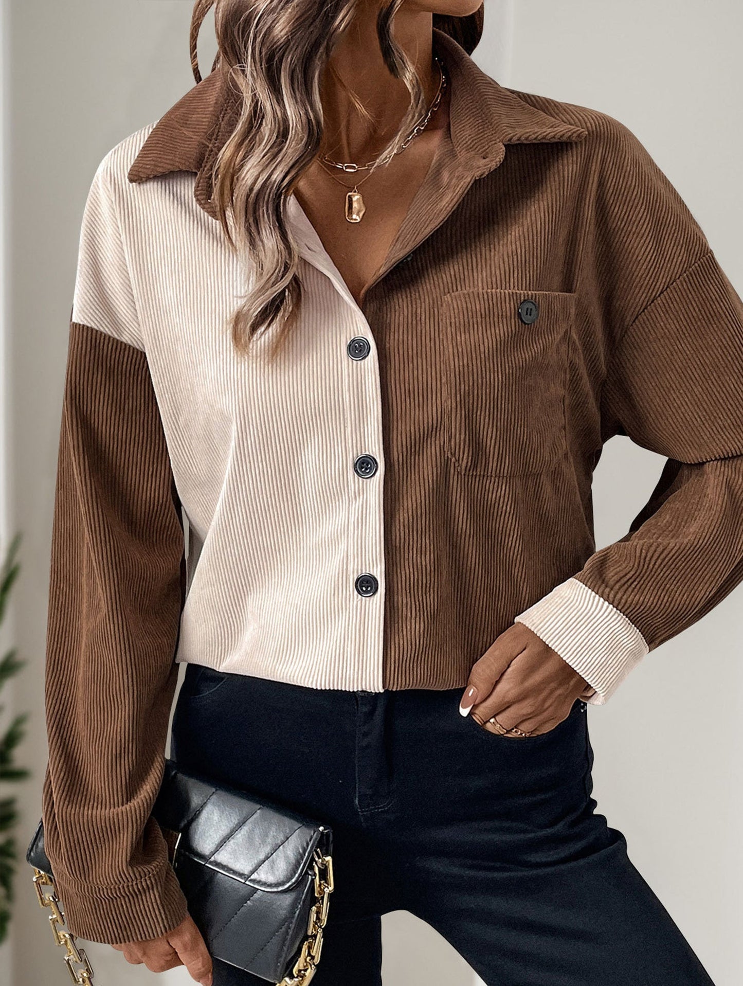 Splice color blocking thin coat