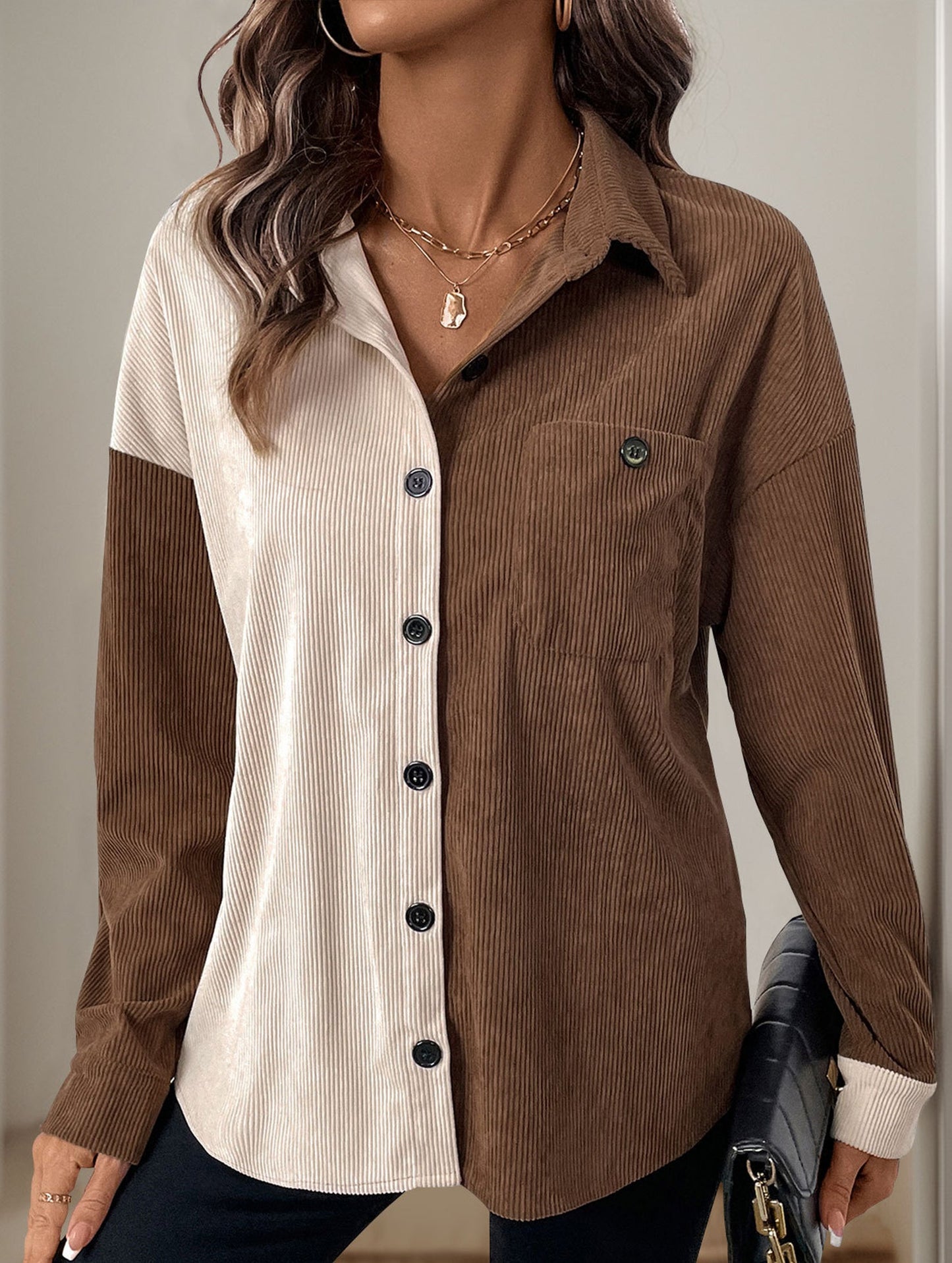 Splice color blocking thin coat