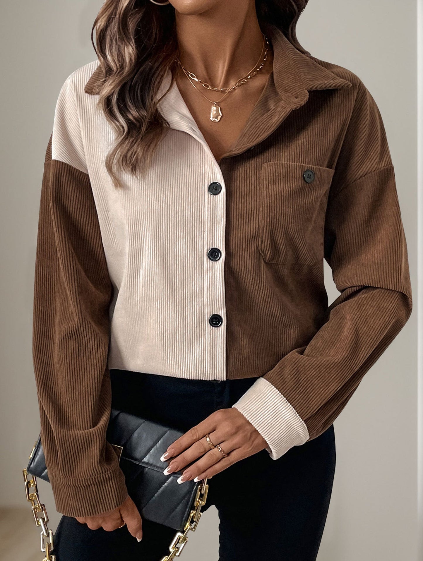 Splice color blocking thin coat