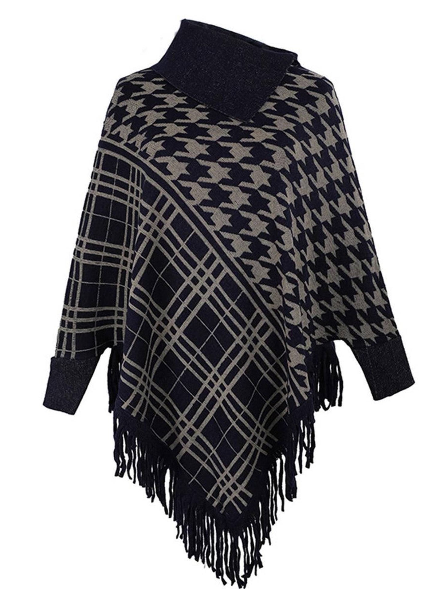 HALF OPEN COLLAR TASSEL HEM COAT SHAWL - Doublju