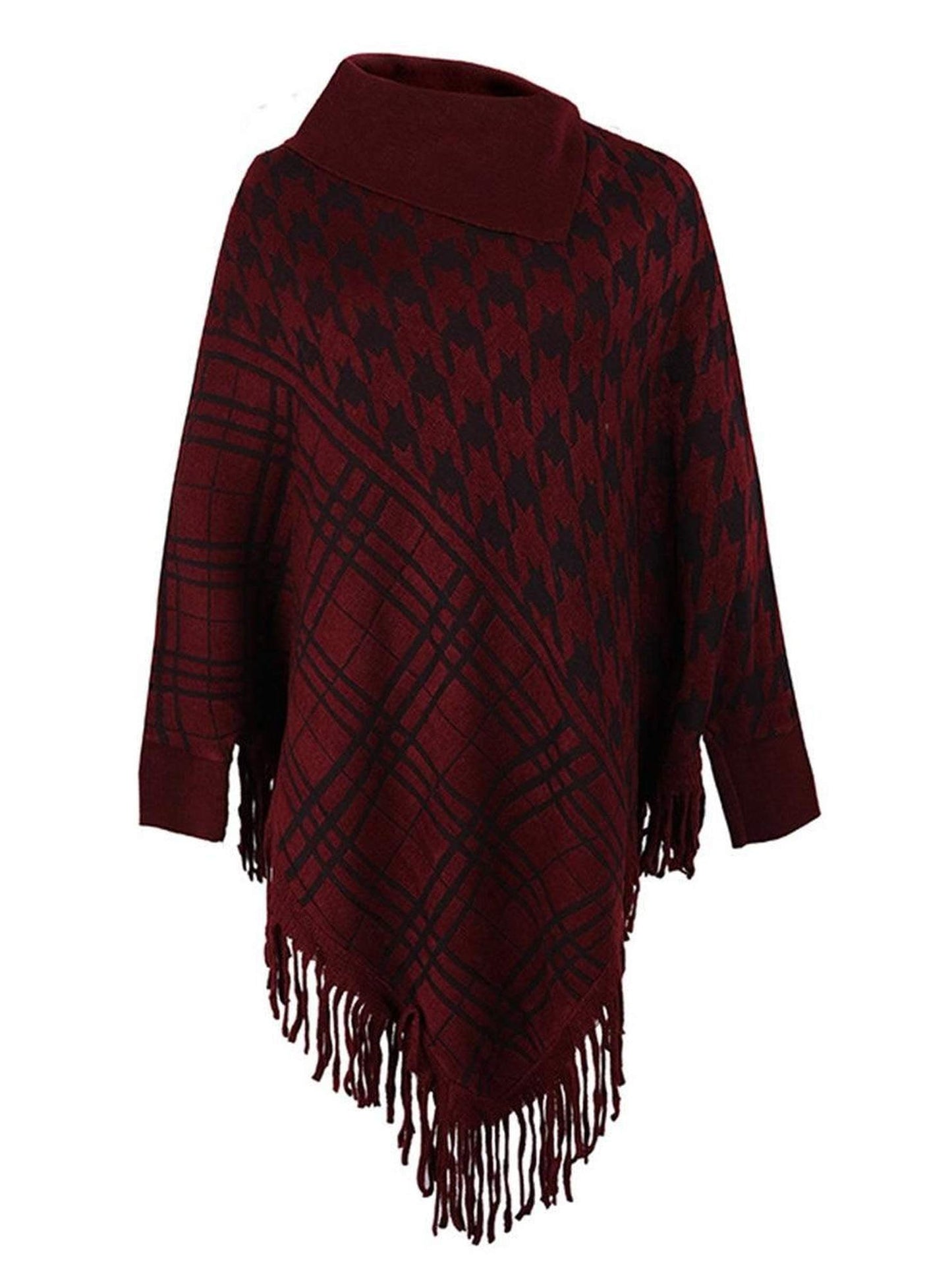 HALF OPEN COLLAR TASSEL HEM COAT SHAWL - Doublju