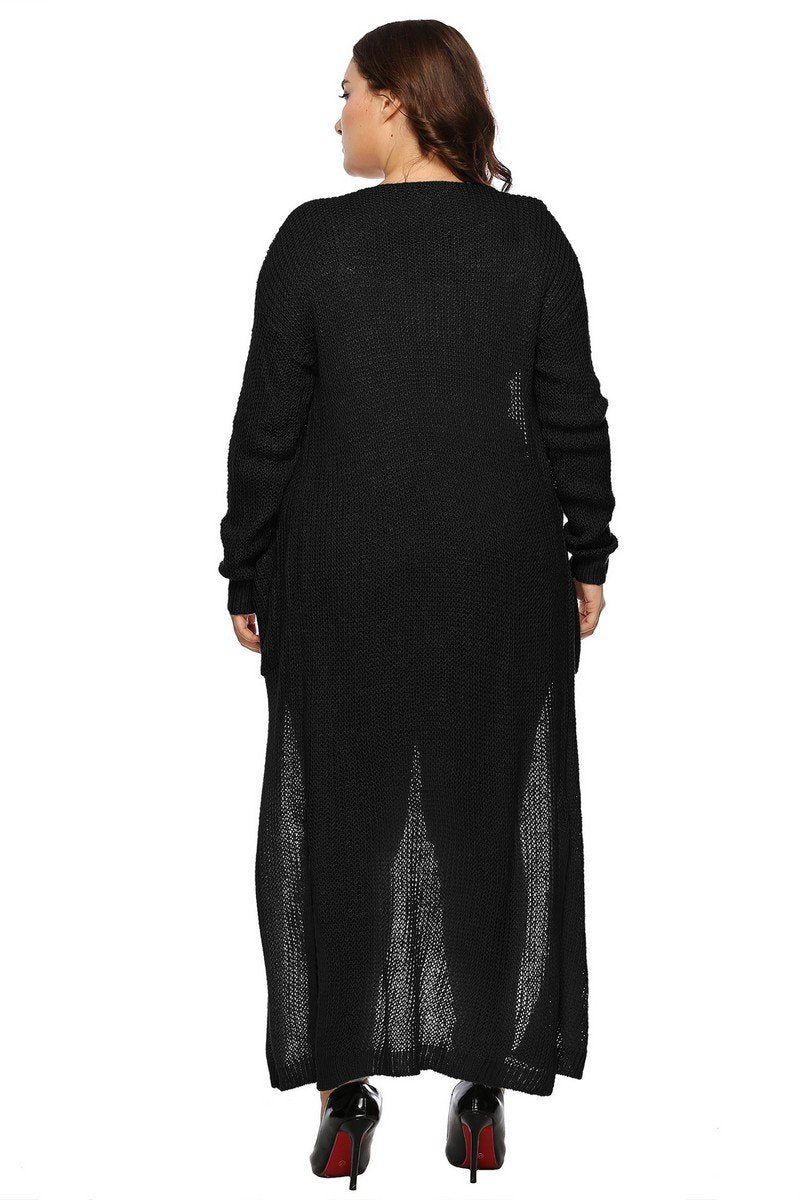 WOMEN PLUS SIZE OPEN FRONT LONG LENGTH CARDIGAN