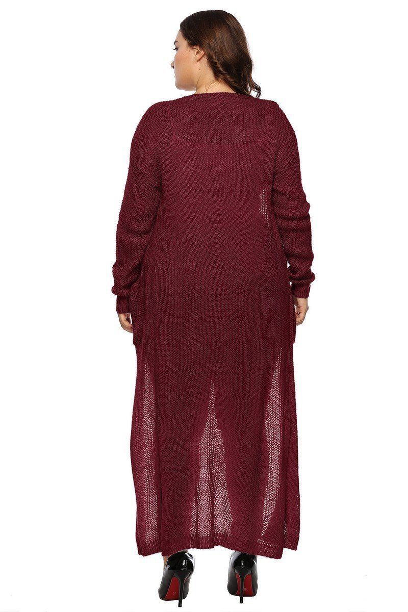 WOMEN PLUS SIZE OPEN FRONT LONG LENGTH CARDIGAN