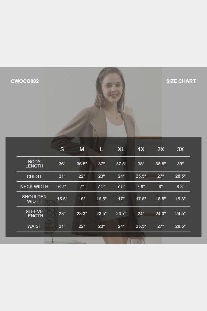 LONG SLEEVE DRAPE OPEN FRONT OFFICE TRENCH JACKET BLAZER - Doublju