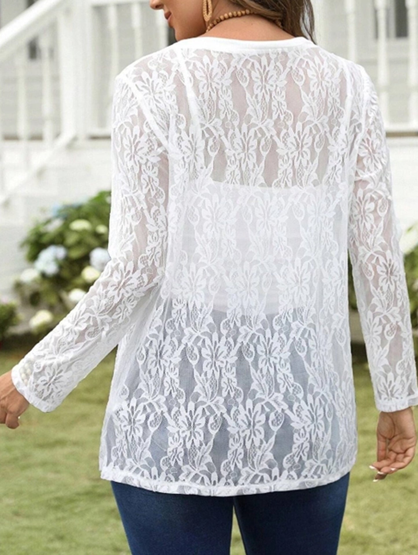 Fashionable Lace Cutout Patchwork Coat ??Lightweight Chinlon, S??œXXL