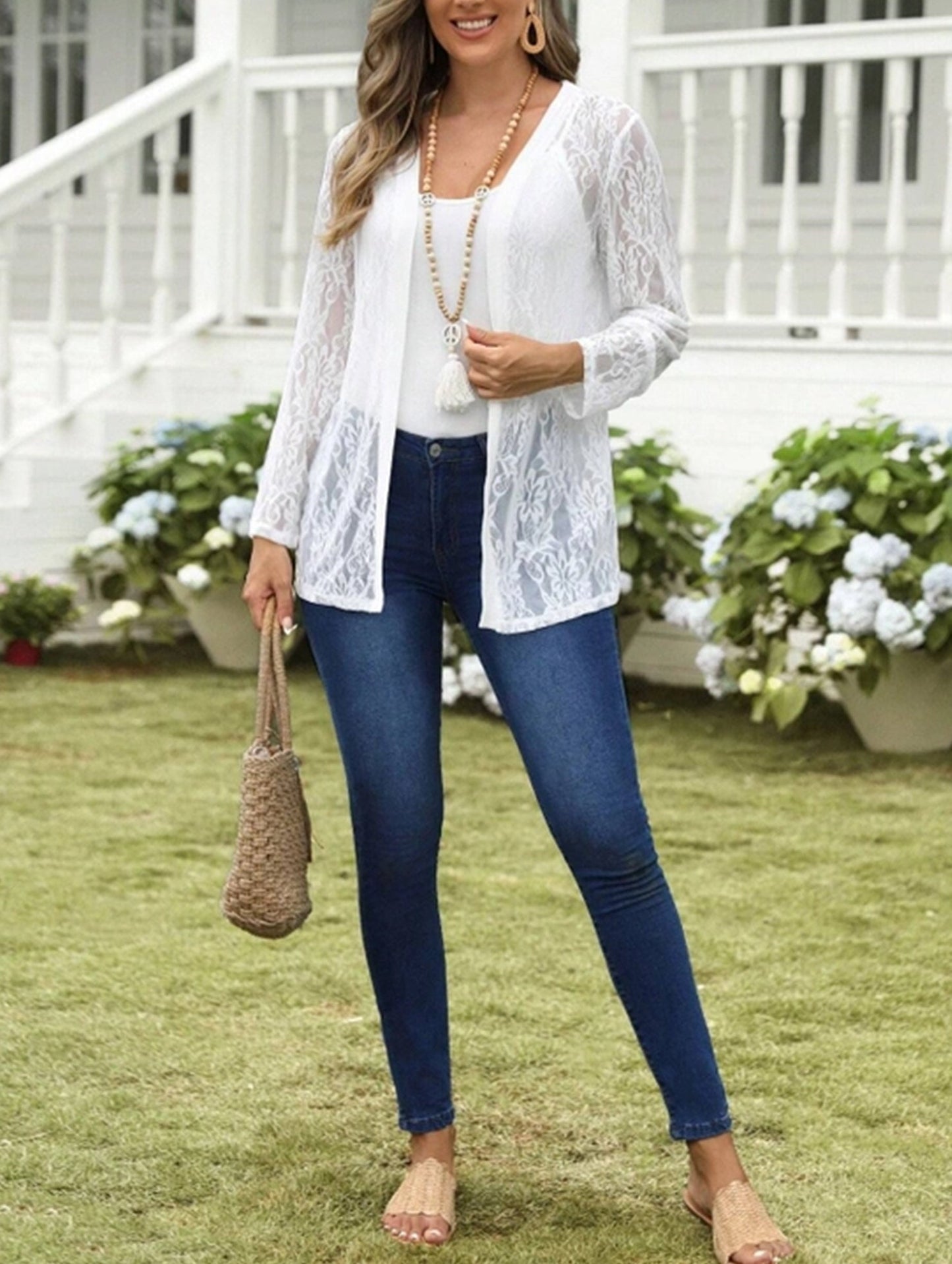 Fashionable Lace Cutout Patchwork Coat ??Lightweight Chinlon, S??œXXL