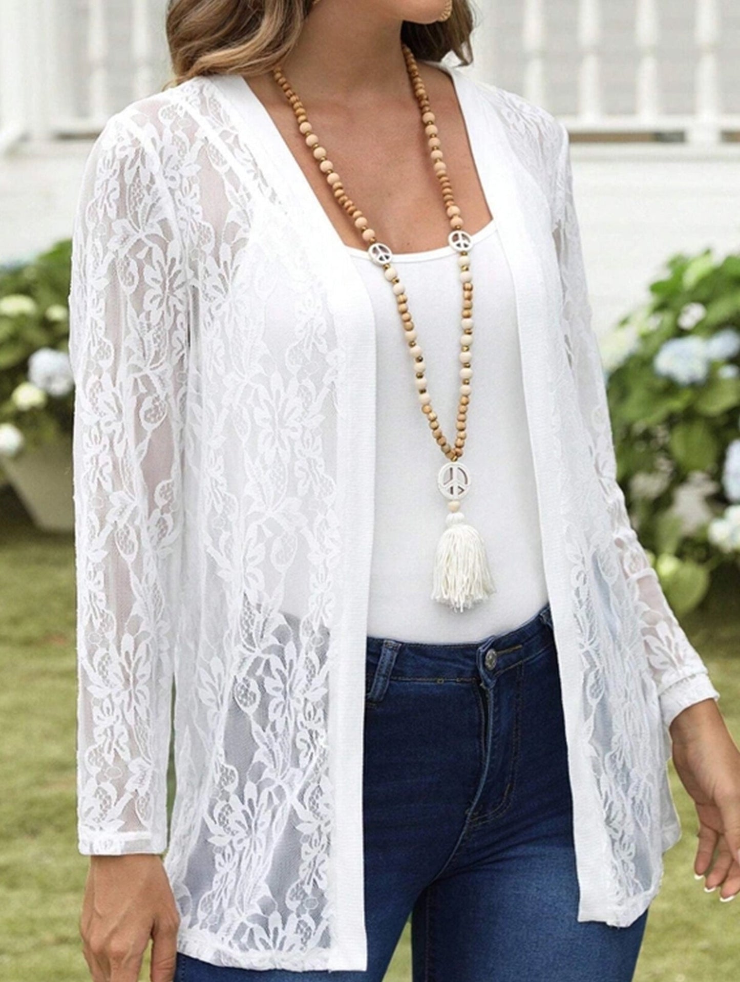 Fashionable Lace Cutout Patchwork Coat ??Lightweight Chinlon, S??œXXL