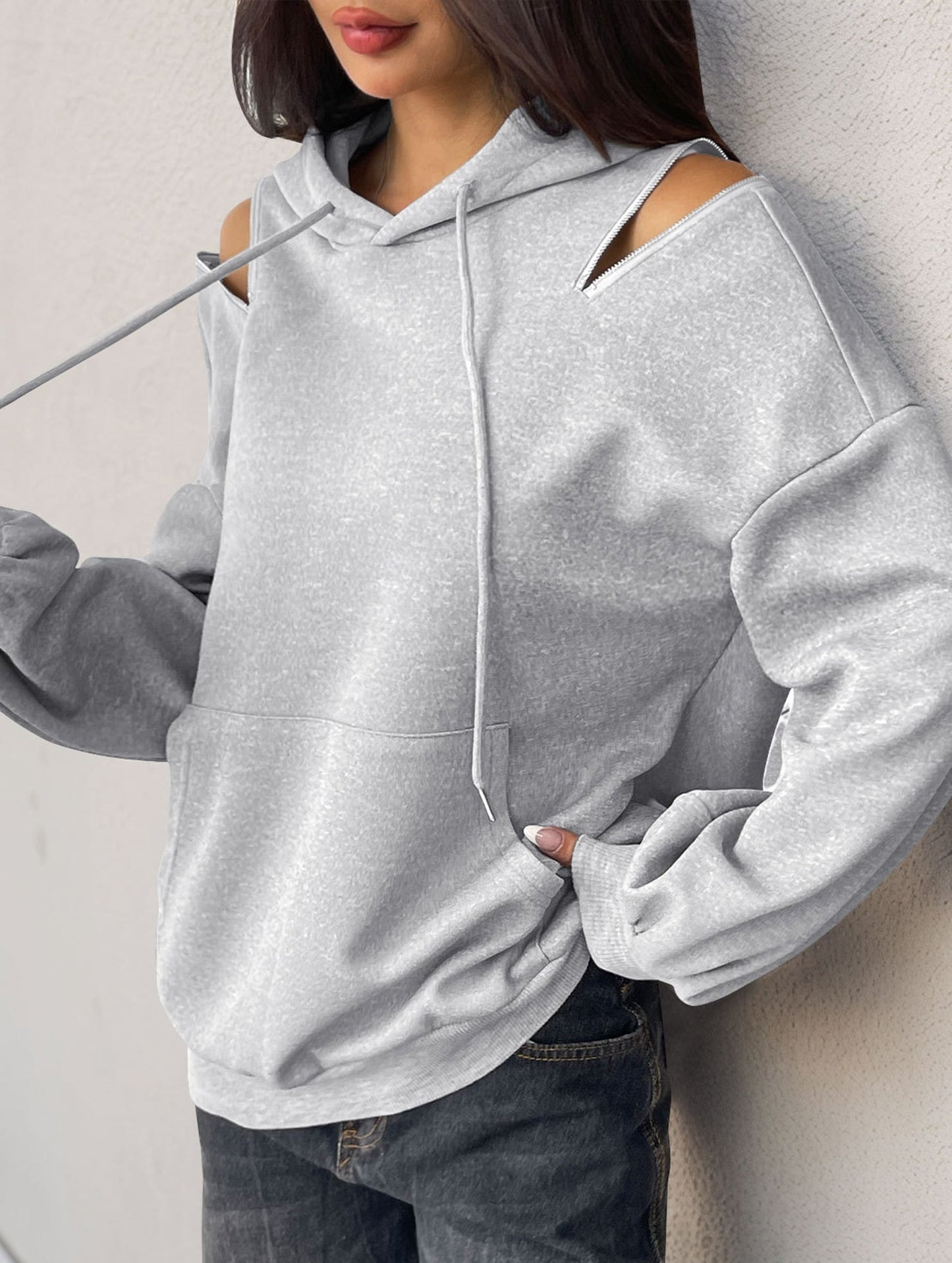 Pull rope hooded sweatshirt