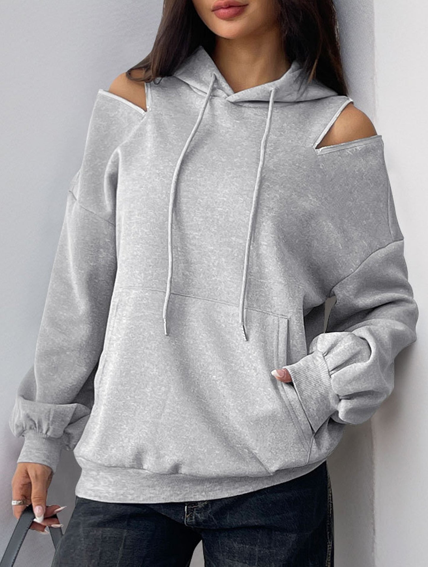 Pull rope hooded sweatshirt