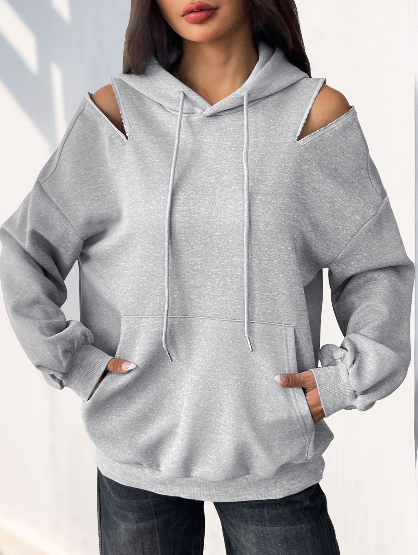 Pull rope hooded sweatshirt