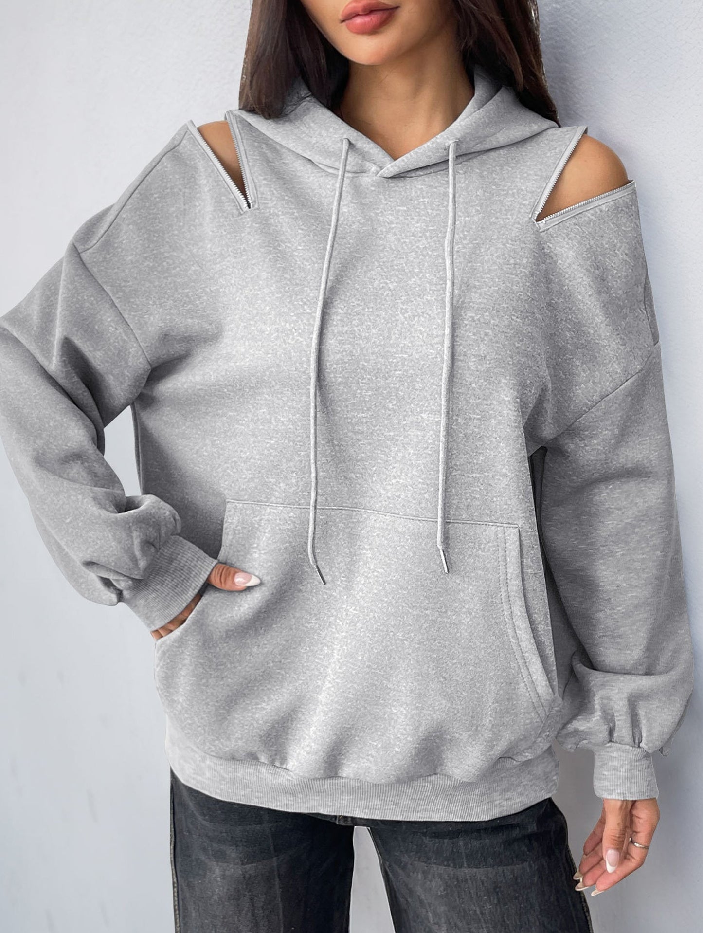 Pull rope hooded sweatshirt