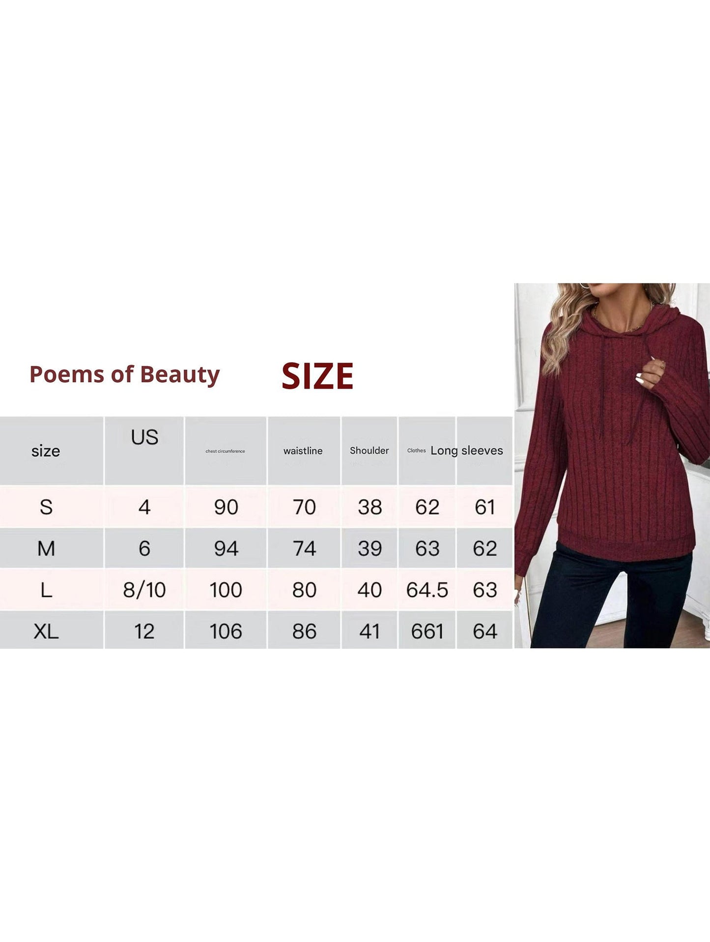 Casual ribbed hooded long-sleeved sweatshirt