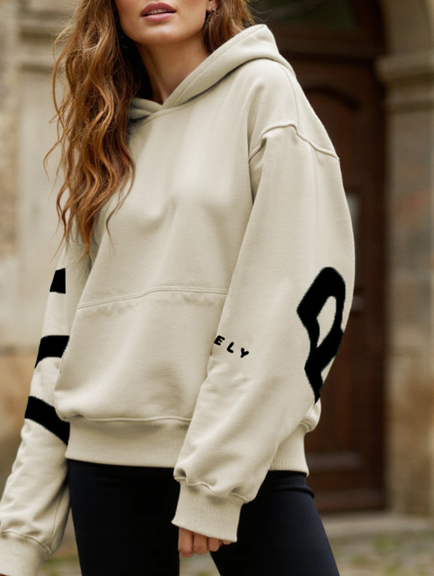Fashionable thickened loose hooded sweatshirt