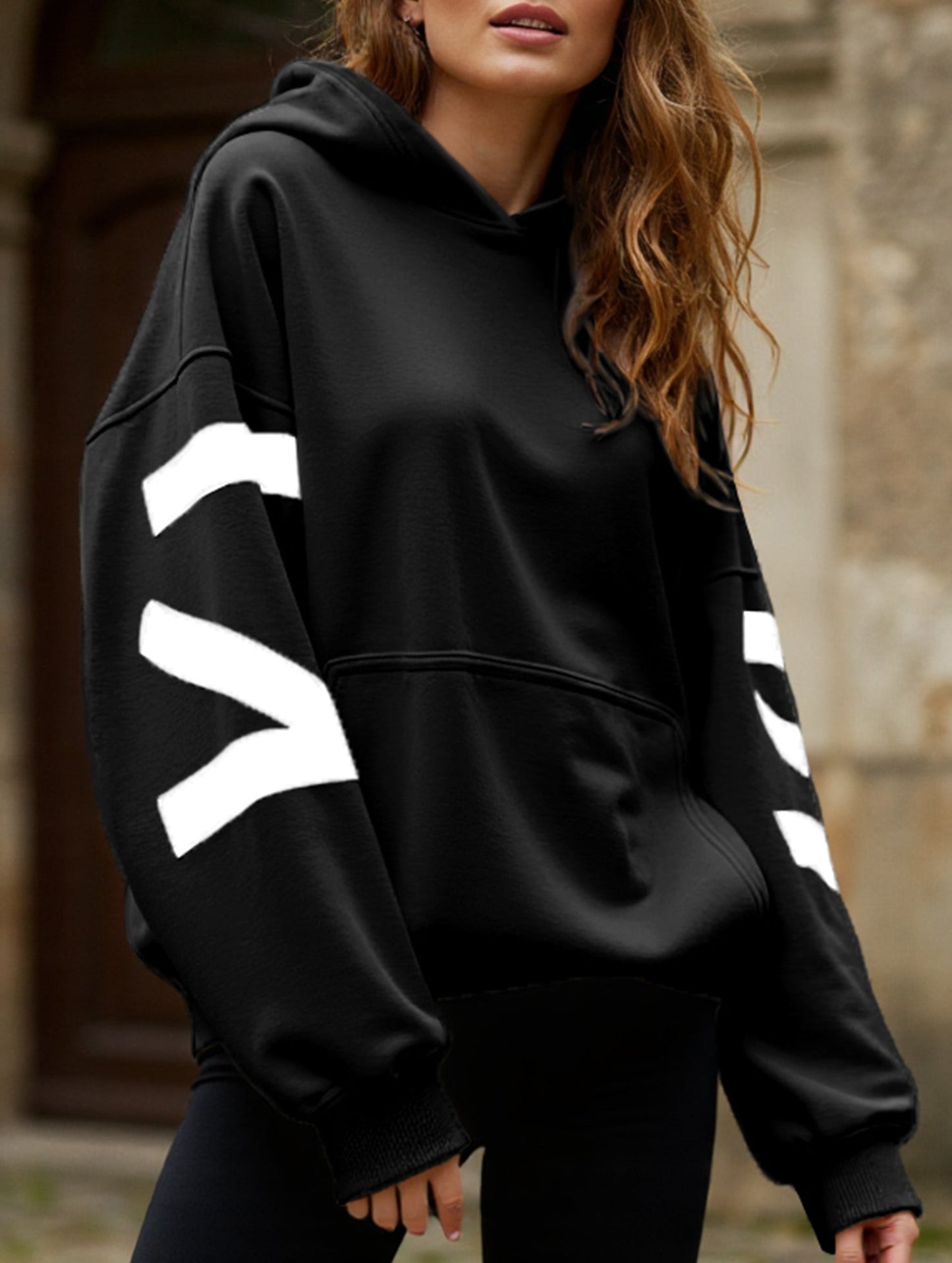 Fashionable thickened loose hooded sweatshirt